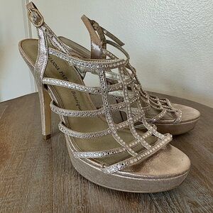 Metallic Adrianna Papell Rhinestone Platform Dress Heels